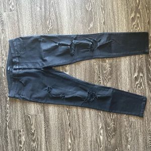 Mens Slim Washed Stretch Black Denim